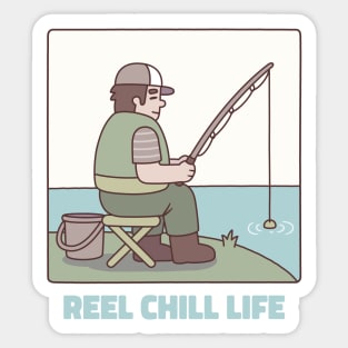 Funny Reel Chill Life Fishing Pun Sticker